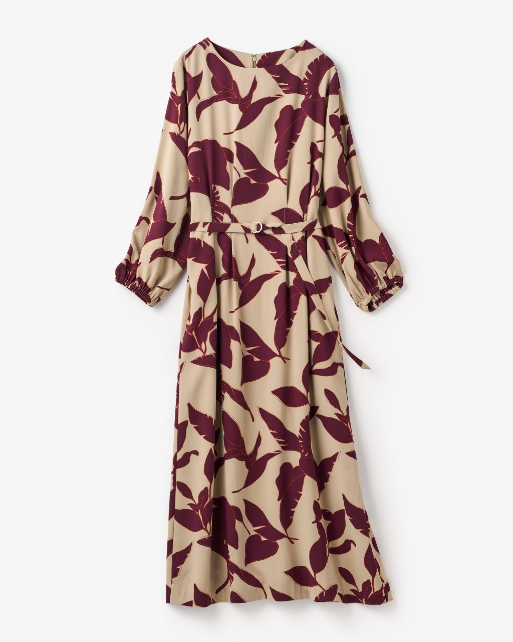 ジョーゼット・ウエストタックワンピベルト付/40代50代からの