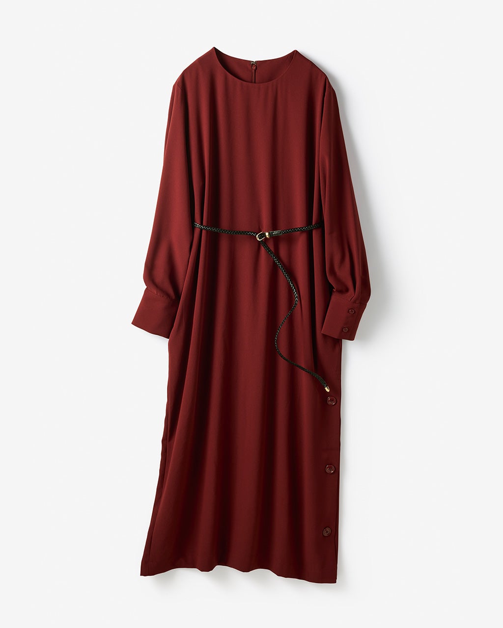 ジョーゼット・裾ボタンサックワンピベルト付/DoCLASSE