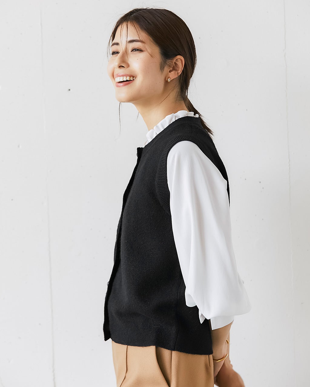 ミラノリブ・ドットニットベスト/40代50代からのレディース