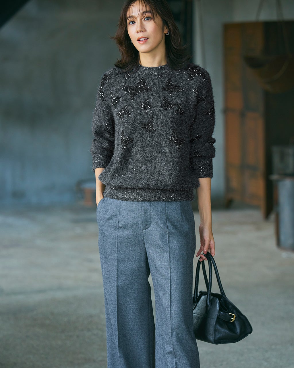 スパンコールジャカード・ニットプルオーバー/DoCLASSE