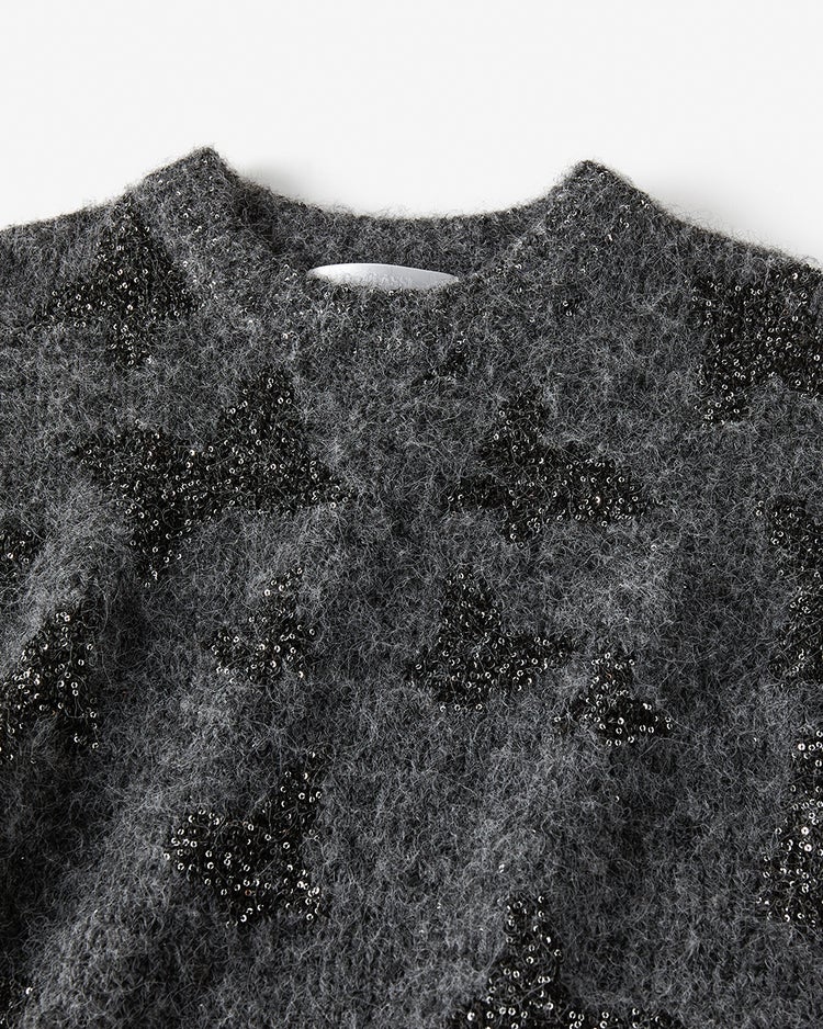 スパンコールジャカード・ニットプルオーバー 詳細画像 グレー 4