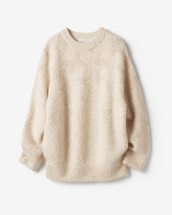 スパンコールジャカード・ニットプルオーバー