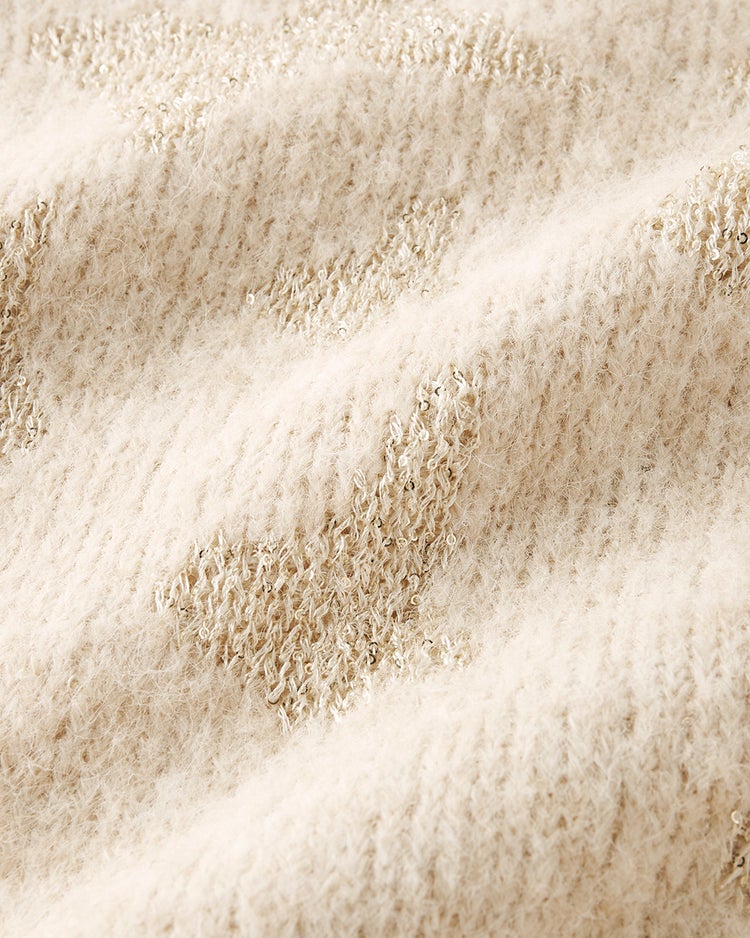 スパンコールジャカード・ニットプルオーバー 詳細画像 ライトベージュ 3