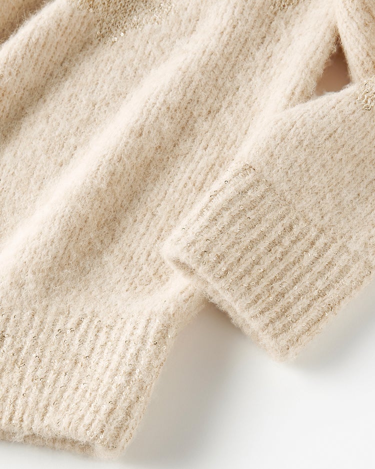 スパンコールジャカード・ニットプルオーバー 詳細画像 ライトベージュ 5