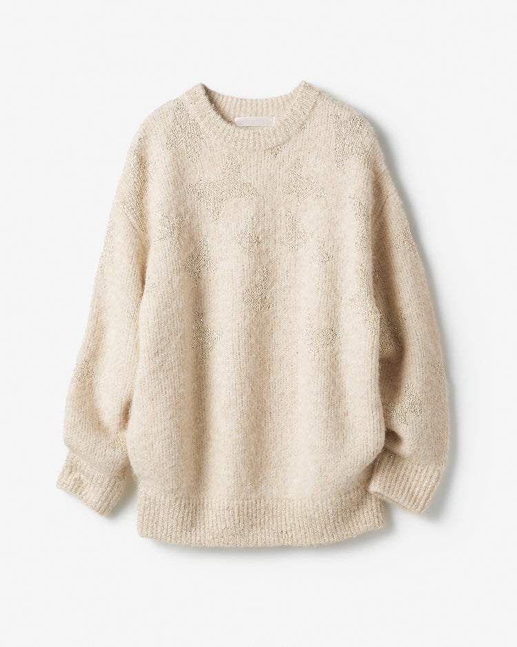 スパンコールジャカード・ニットプルオーバー 詳細画像 ライトベージュ 7