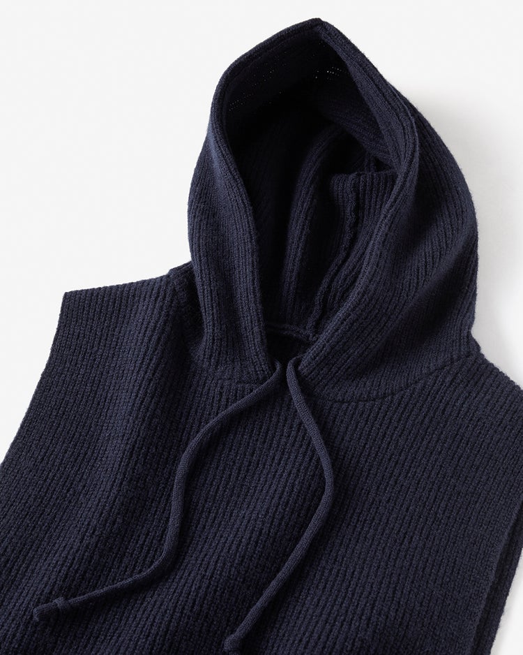 ラムズウールニット・フードベスト 詳細画像 ネイビー 2