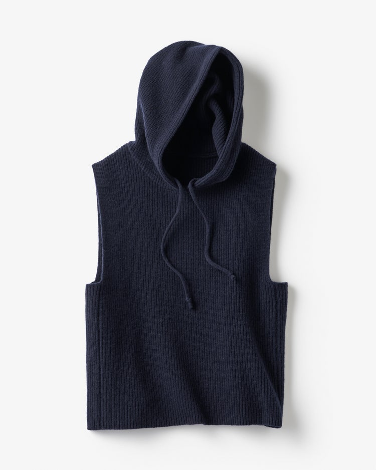 ラムズウールニット・フードベスト 詳細画像 ネイビー 4