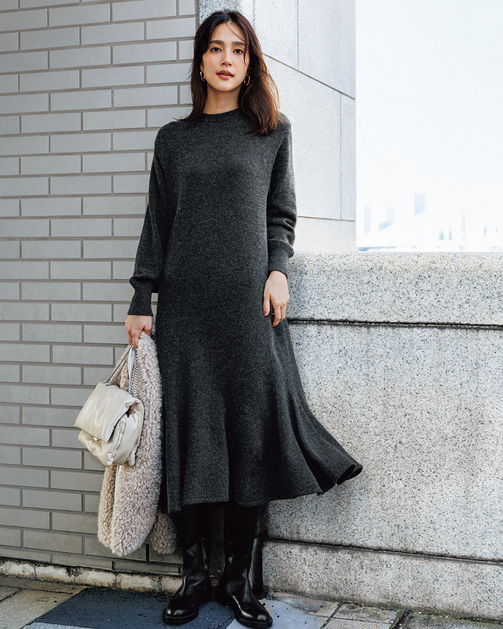 ストレッチウール・ニットフレアワンピース/DoCLASSE