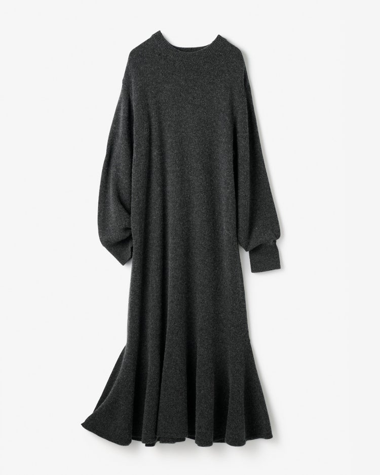 ストレッチウール・ニットフレアワンピース 詳細画像 チャコール 6