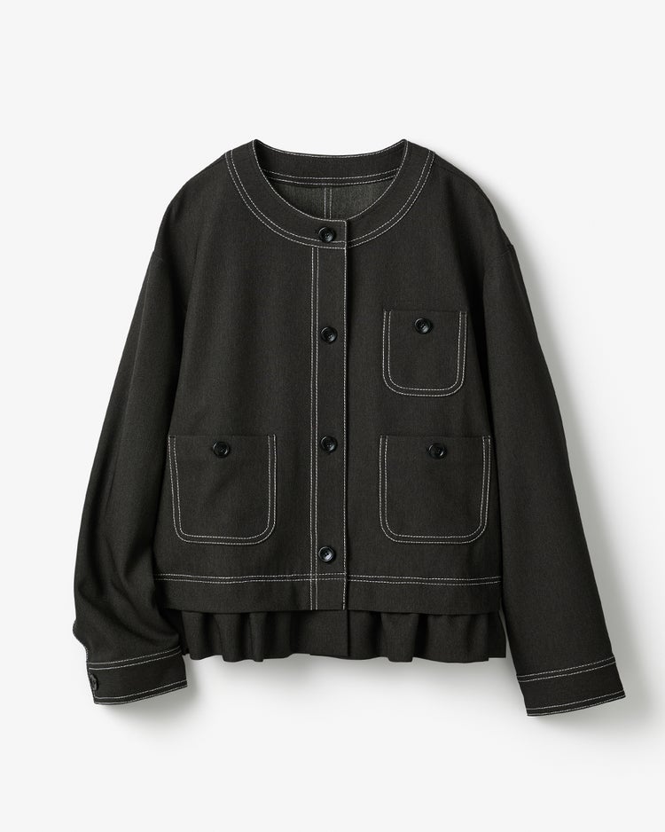 テックデニム・裾フリルジャケット 詳細画像 ブラック 10