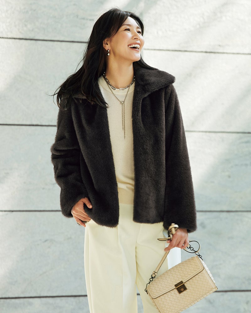 エコミンク・衿付きブルゾン 詳細画像 ダークグレー 2