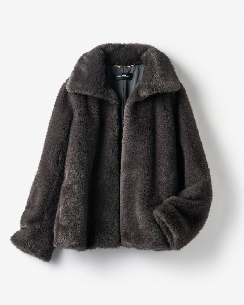 エコミンク・衿付きブルゾン 詳細画像 ダークグレー 7