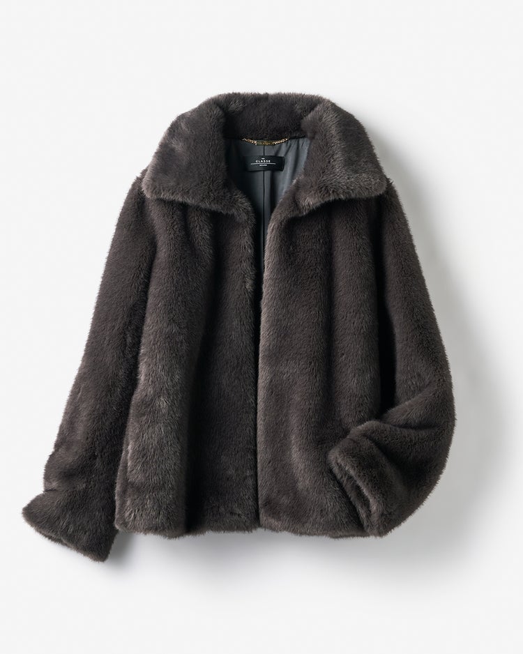 エコミンク・衿付きブルゾン 詳細画像 ダークグレー 7