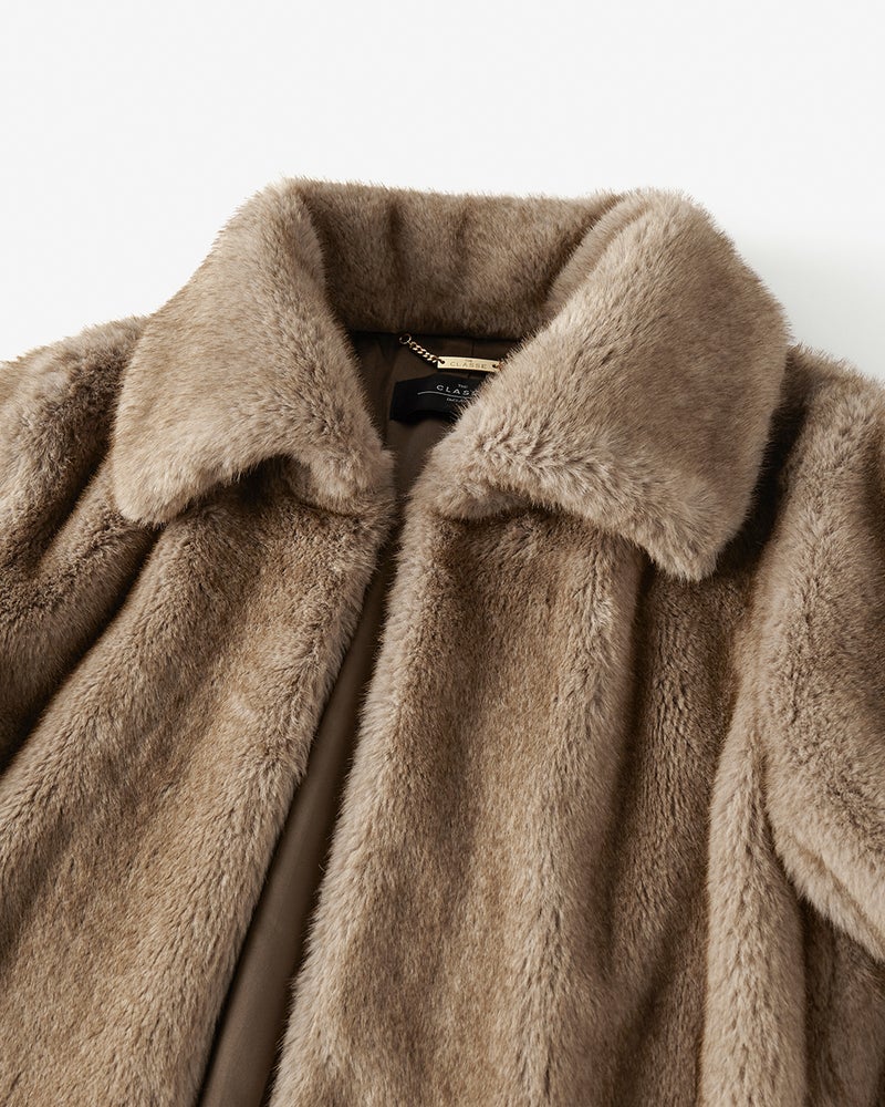 エコミンク・衿付きブルゾン 詳細画像 ブラウン 2