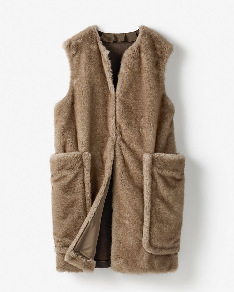 エコミンク・異素材ジレ 詳細画像 ブラウン 10