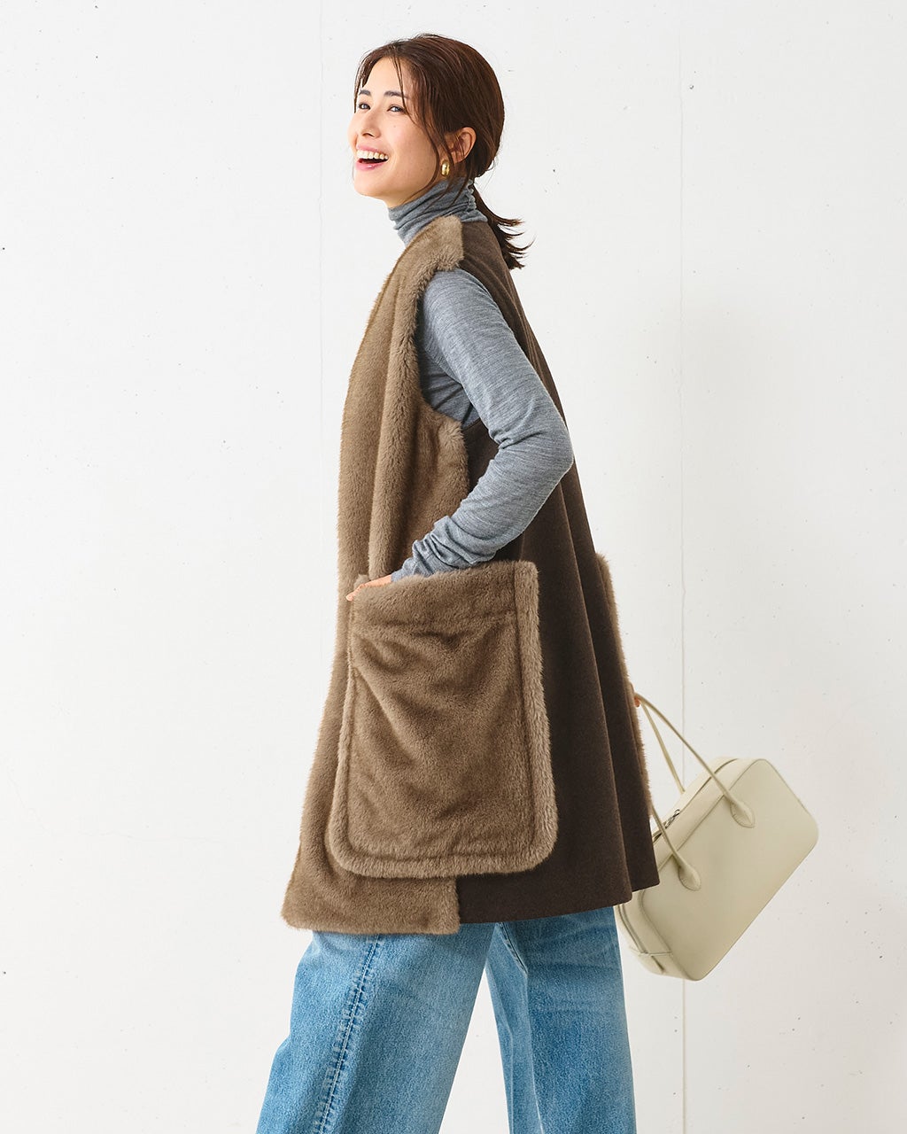 エコミンク・異素材ジレ/DoCLASSE