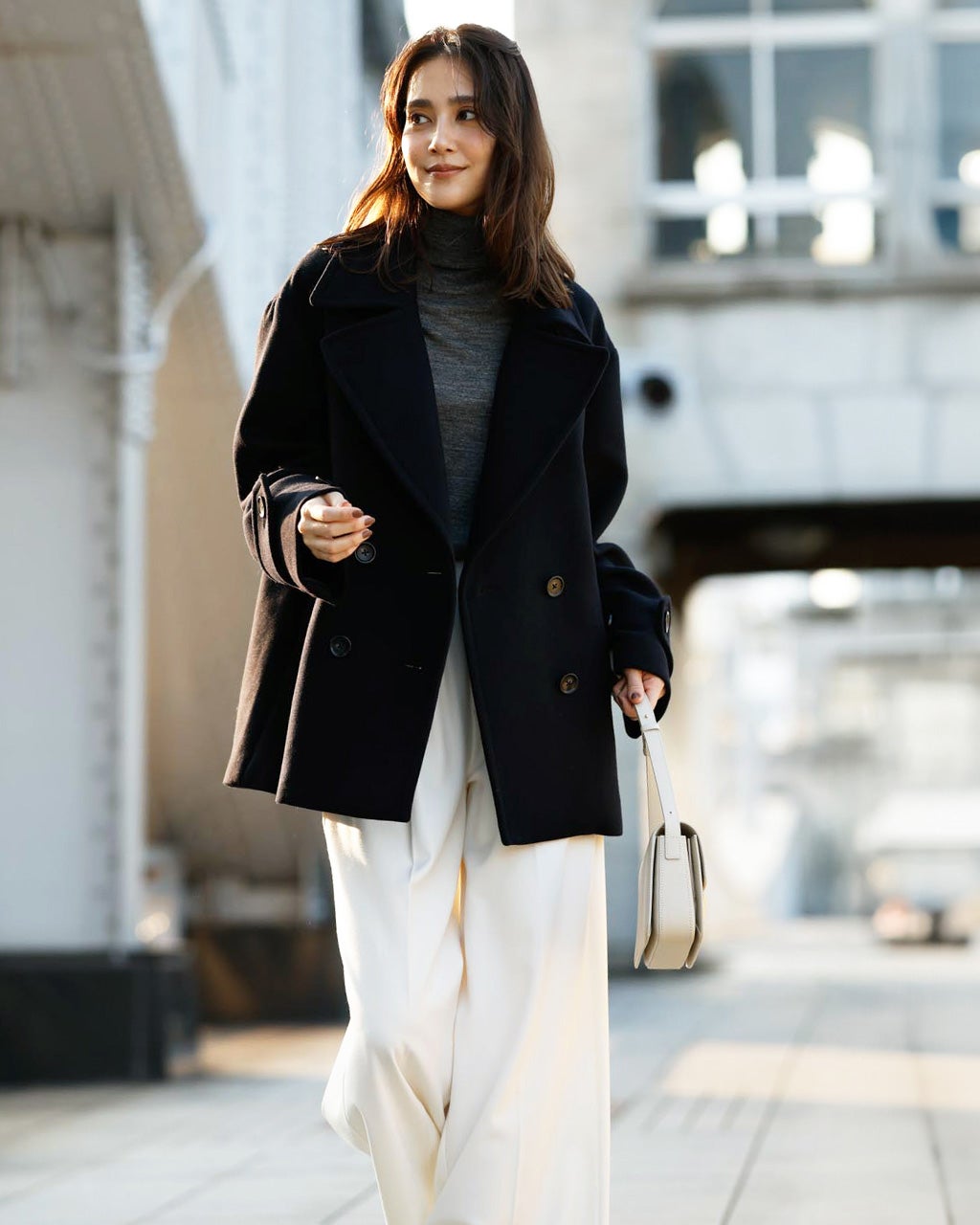 LaBao.mary様のピンセート ウール混カルゼ・オーバーサイズピーコート/40代50代からのレディース