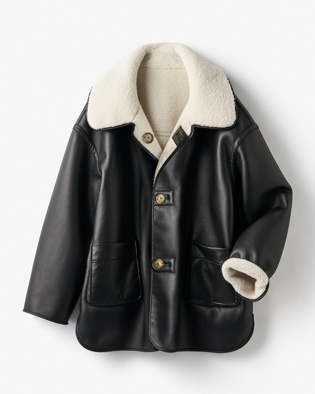 新品 21AW エコムートンリバーシブルショートコート エコファー