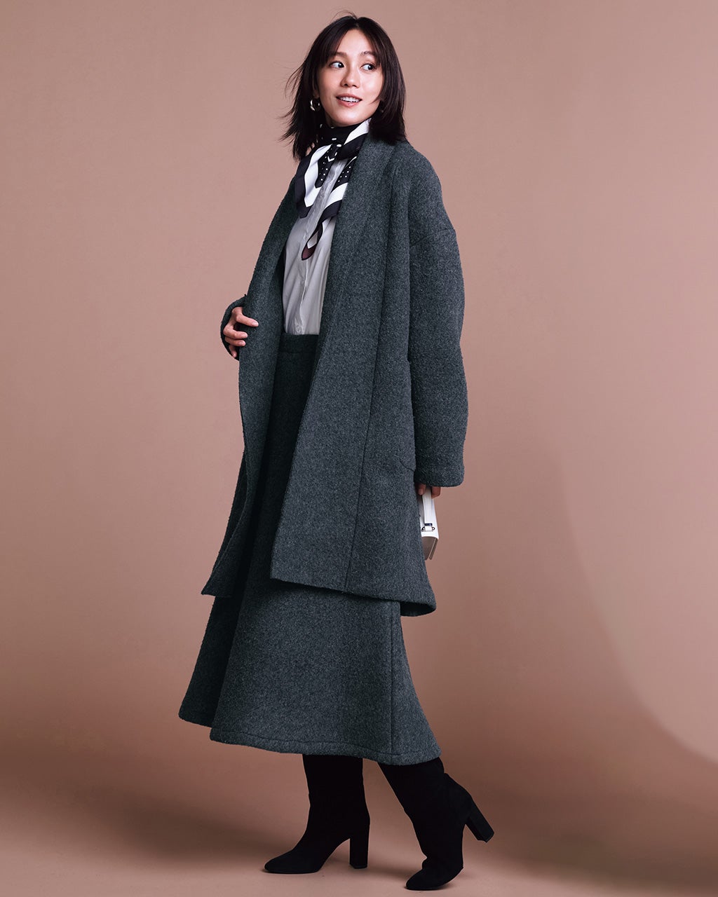 ストレッチウール・ショールカラーコート/DoCLASSE