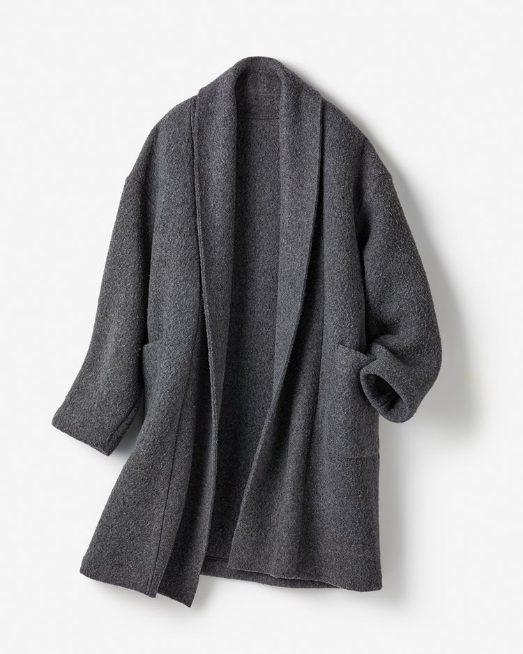 ストレッチウール・ショールカラーコート 詳細画像 グレー 10