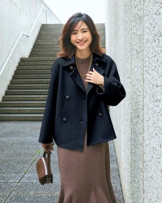 ウール混ボンディング・ピーコート