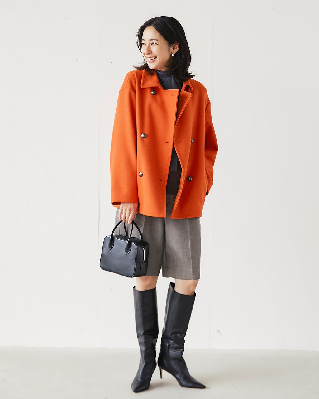 ウール混ボンディング・ピーコート/DoCLASSE