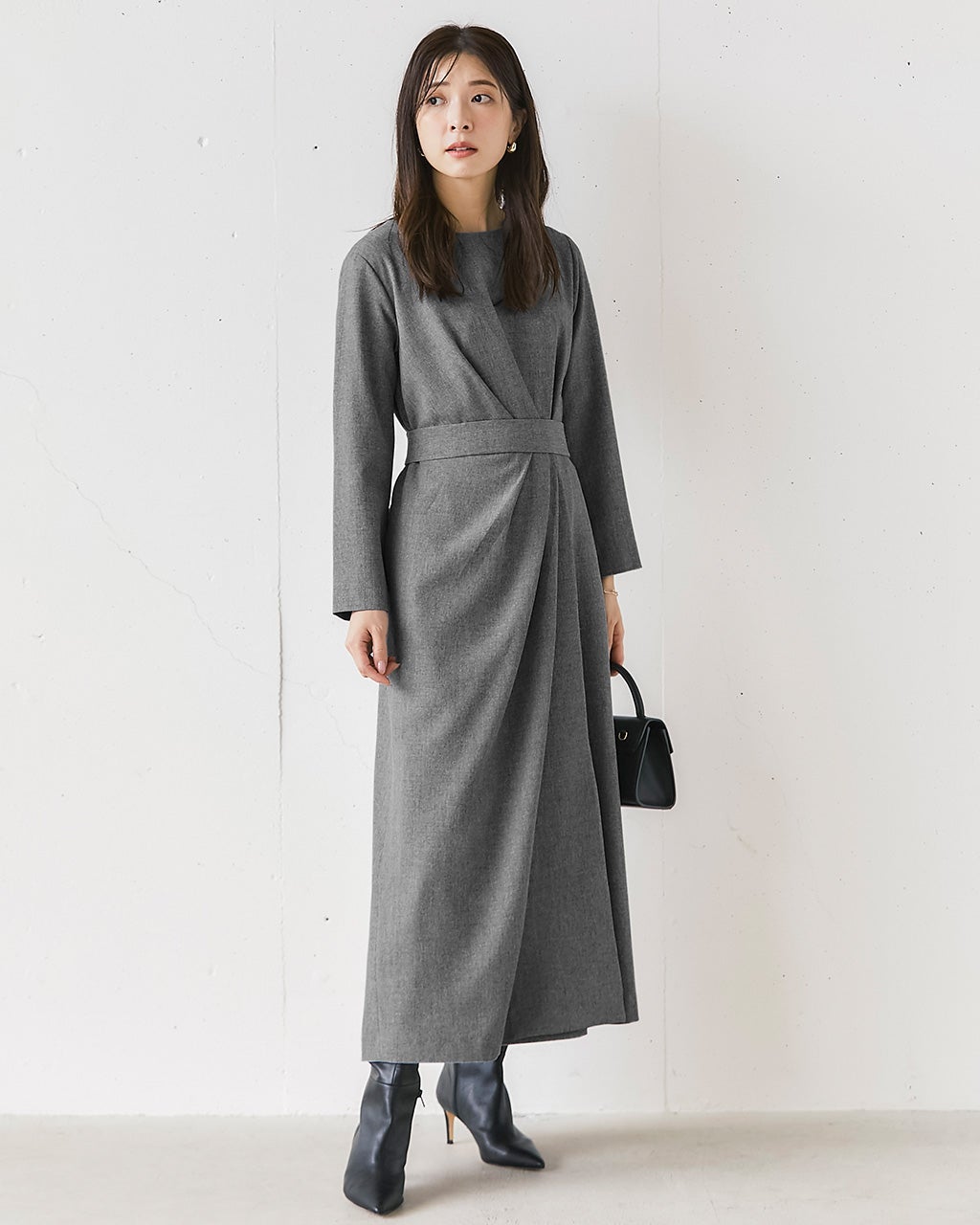 グラシエツイル・ウエストドレープワンピ―ス/40代50代からのレディース