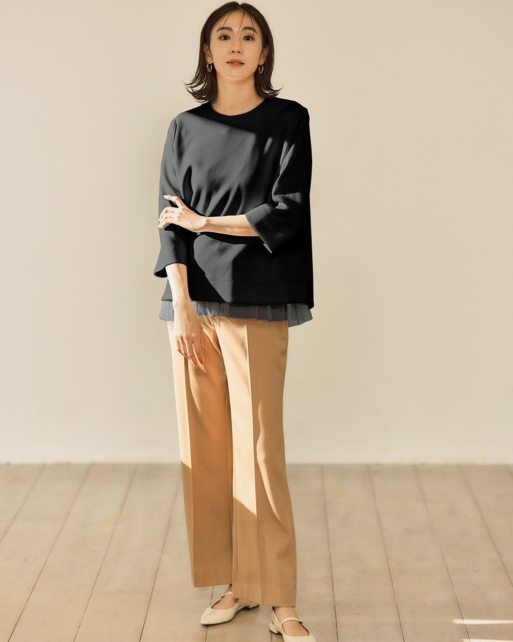 eL La Aライントップス Side Stitch Los Angeles Women's Top Long Sleeve ~ Size XS
