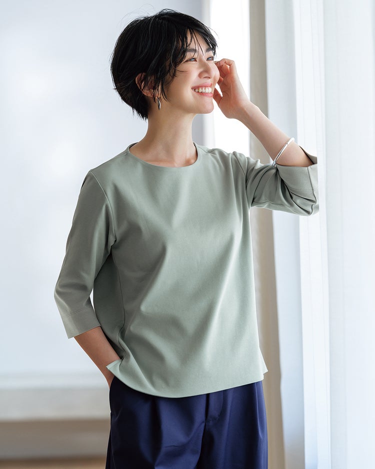 コンパクトフォルム／7分袖・ドゥクラッセTシャツ 詳細画像 ダスティーブルー 1