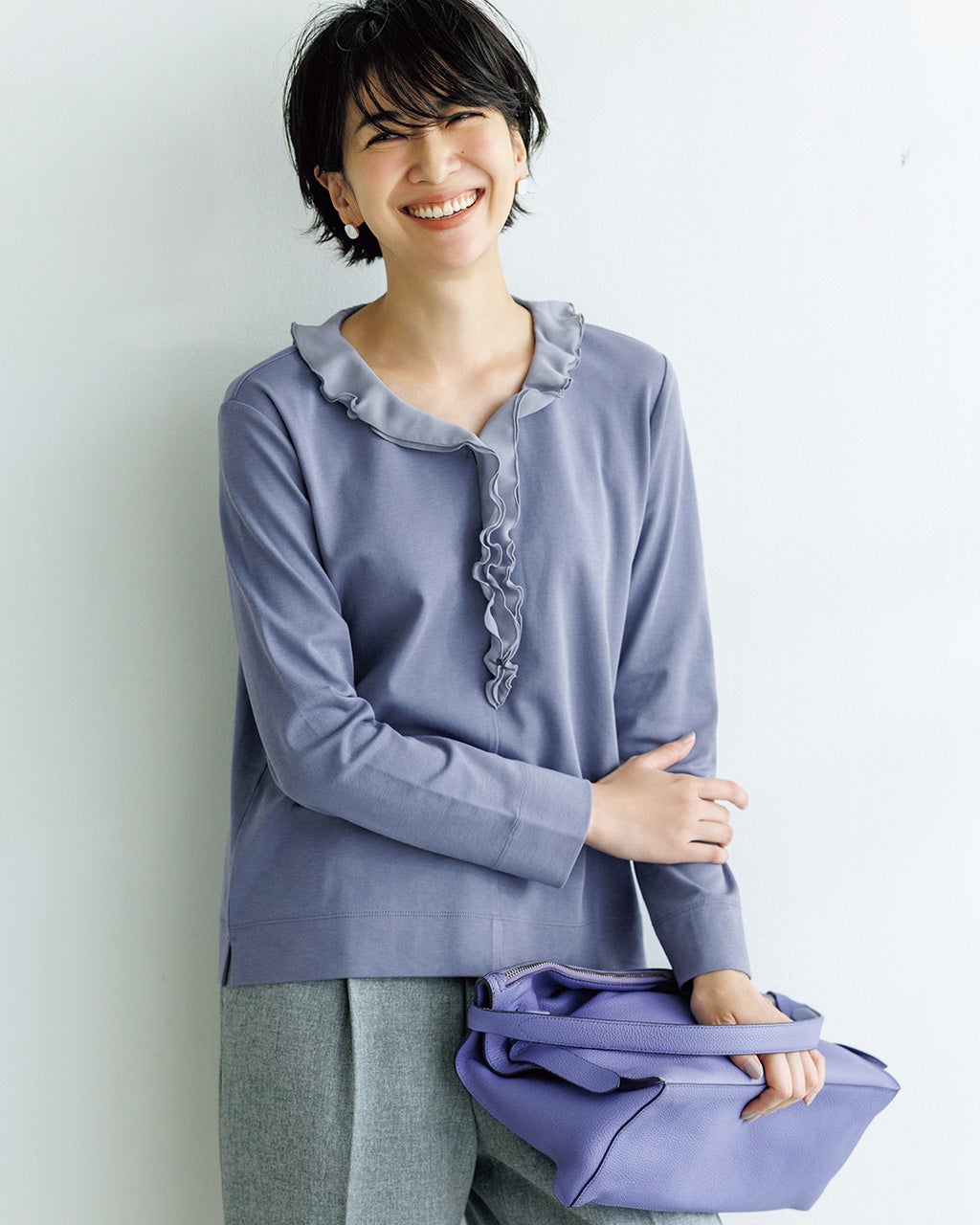 ウール　フリル　トップス ウェーブフリルトップス NVY – cledusia