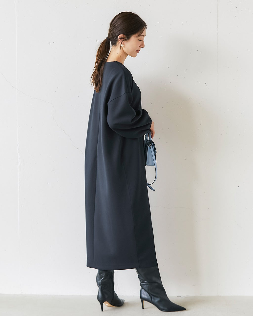 ライトダンボールニット・ビジューワンピース/40代50代からの