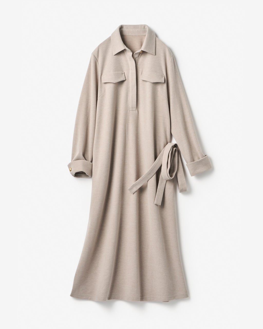 ニードルジャージー・スキッパーシャツワンピ/40代50代からの