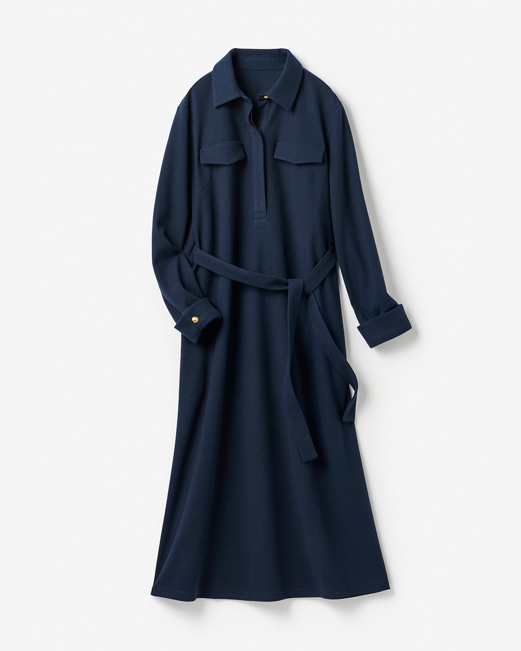 ニードルジャージー・スキッパーシャツワンピ/40代50代からの