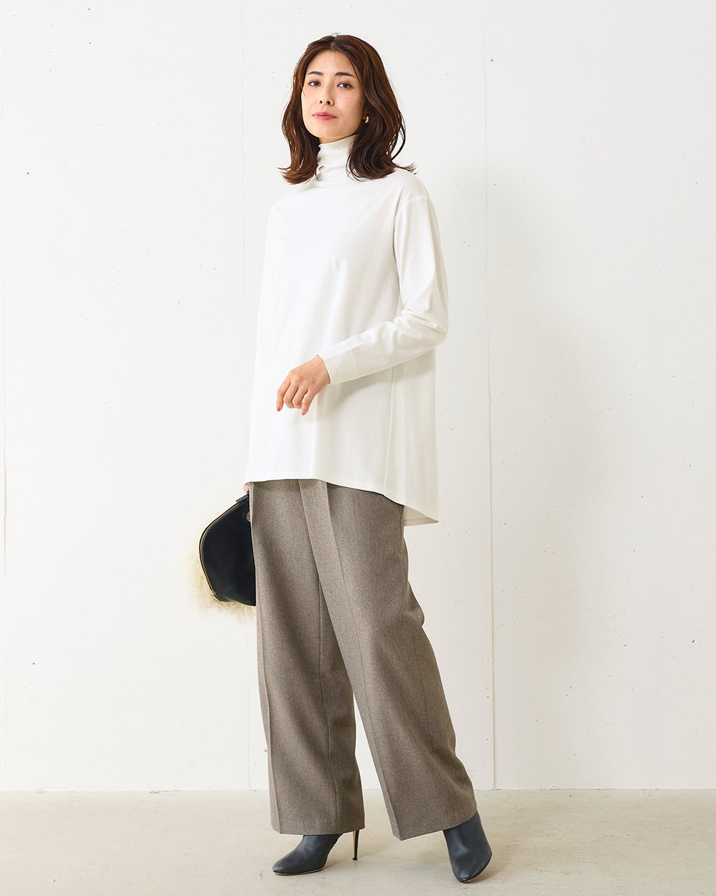 超長綿・タートルネックフレアチュニック/40代50代からのレディース