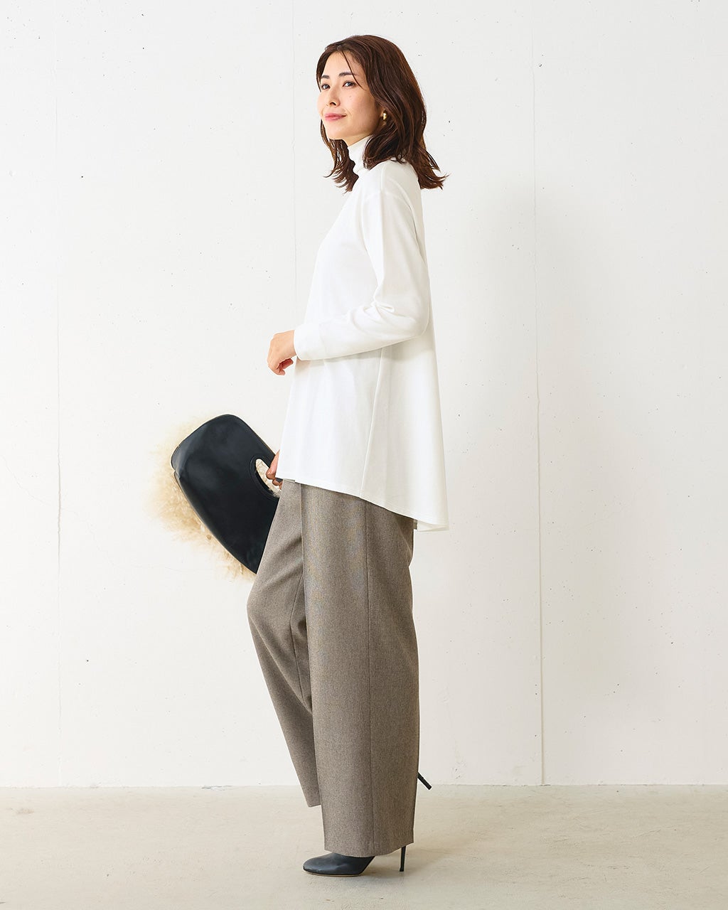 超長綿・タートルネックフレアチュニック/DoCLASSE