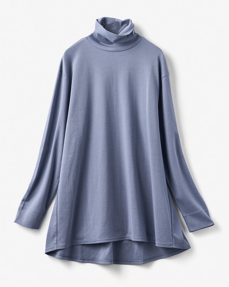 超長綿・タートルネックフレアチュニック 詳細画像 ダークブルーグレー 5