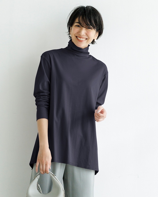 超長綿・タートルネックフレアチュニック