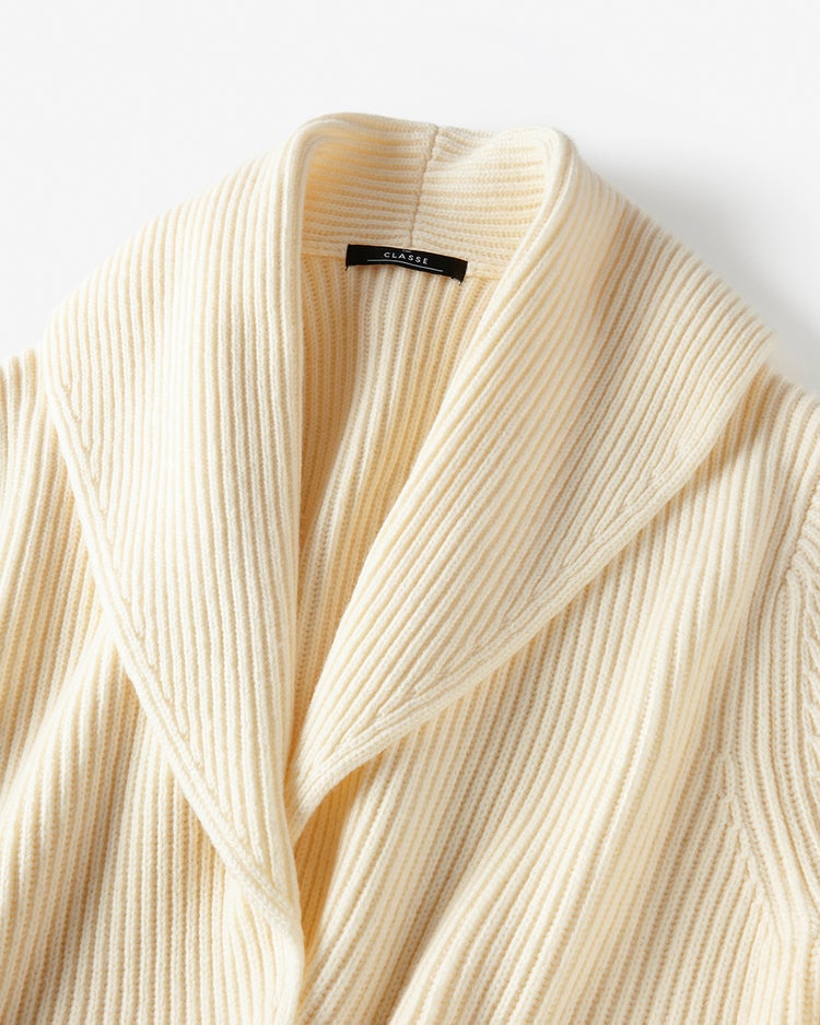 片畦編み・ショールカラーカーディガン 詳細画像 オフホワイト 3