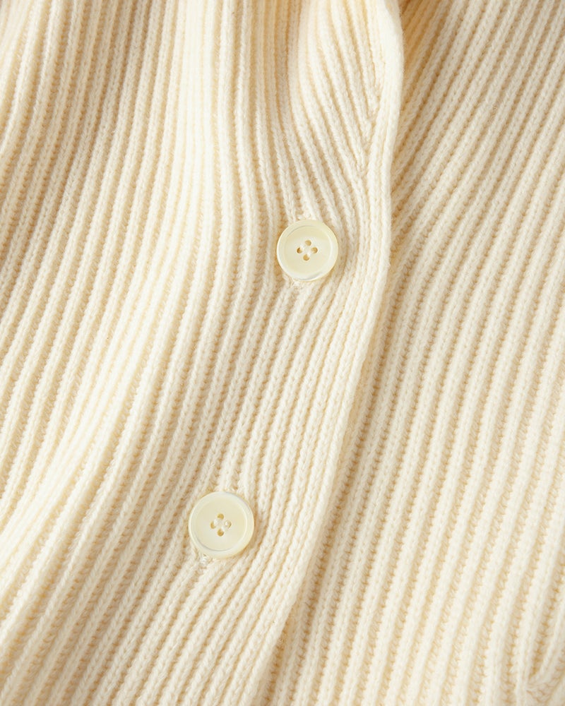 片畦編み・ショールカラーカーディガン 詳細画像 オフホワイト 5