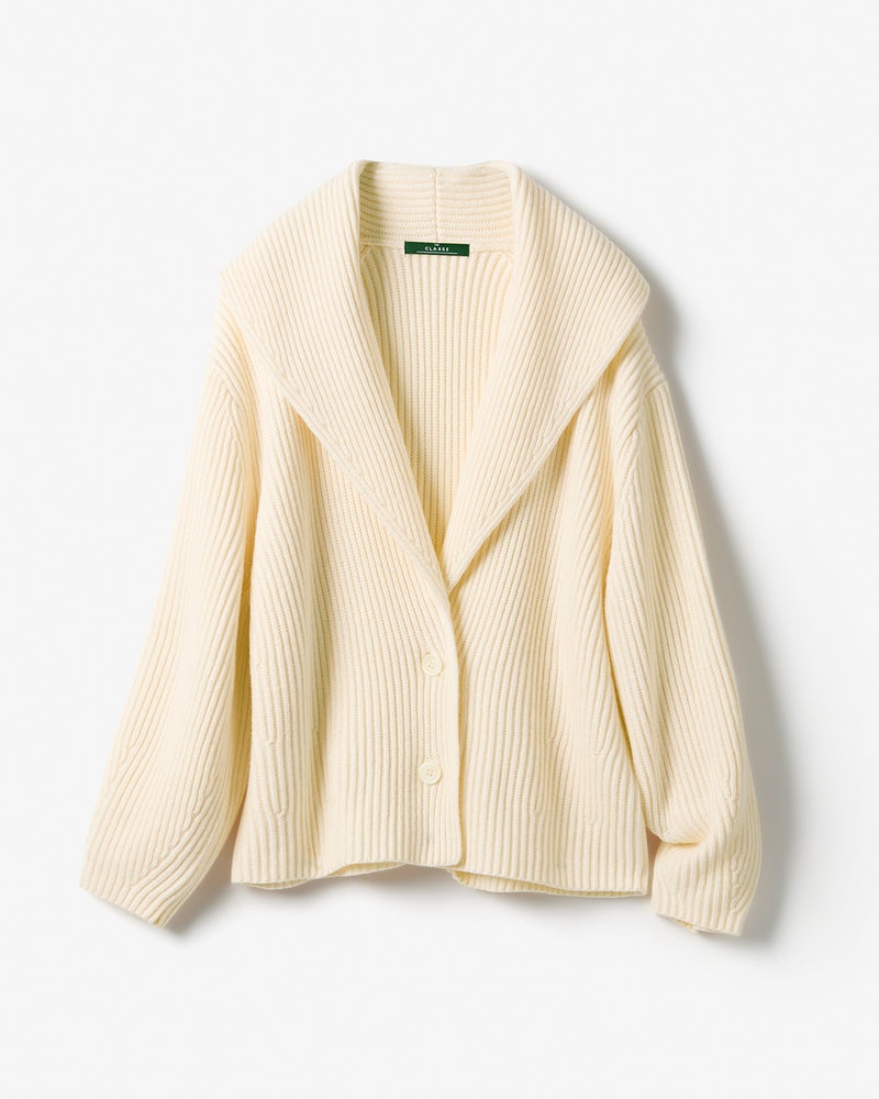 片畦編み・ショールカラーカーディガン 詳細画像 オフホワイト 8