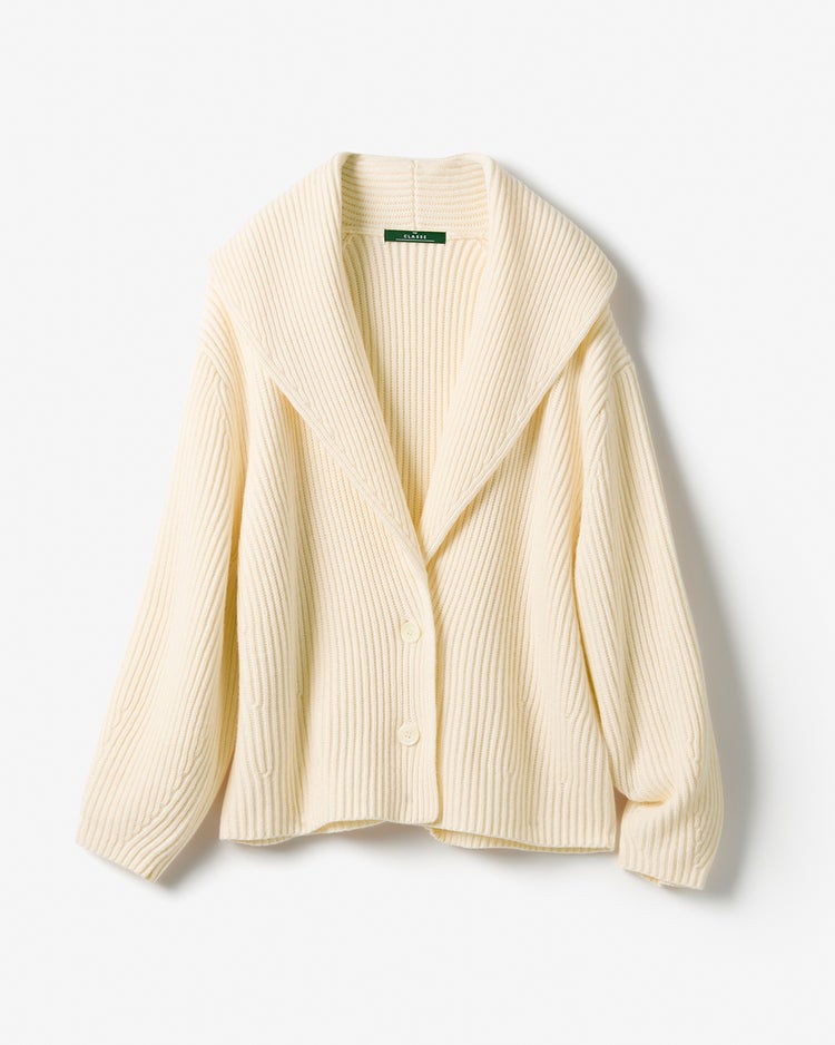 片畦編み・ショールカラーカーディガン 詳細画像 オフホワイト 8