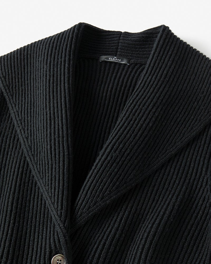 片畦編み・ショールカラーカーディガン 詳細画像 ブラック 3