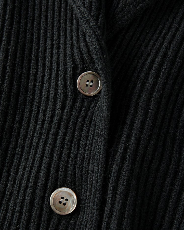 片畦編み・ショールカラーカーディガン 詳細画像 ブラック 4