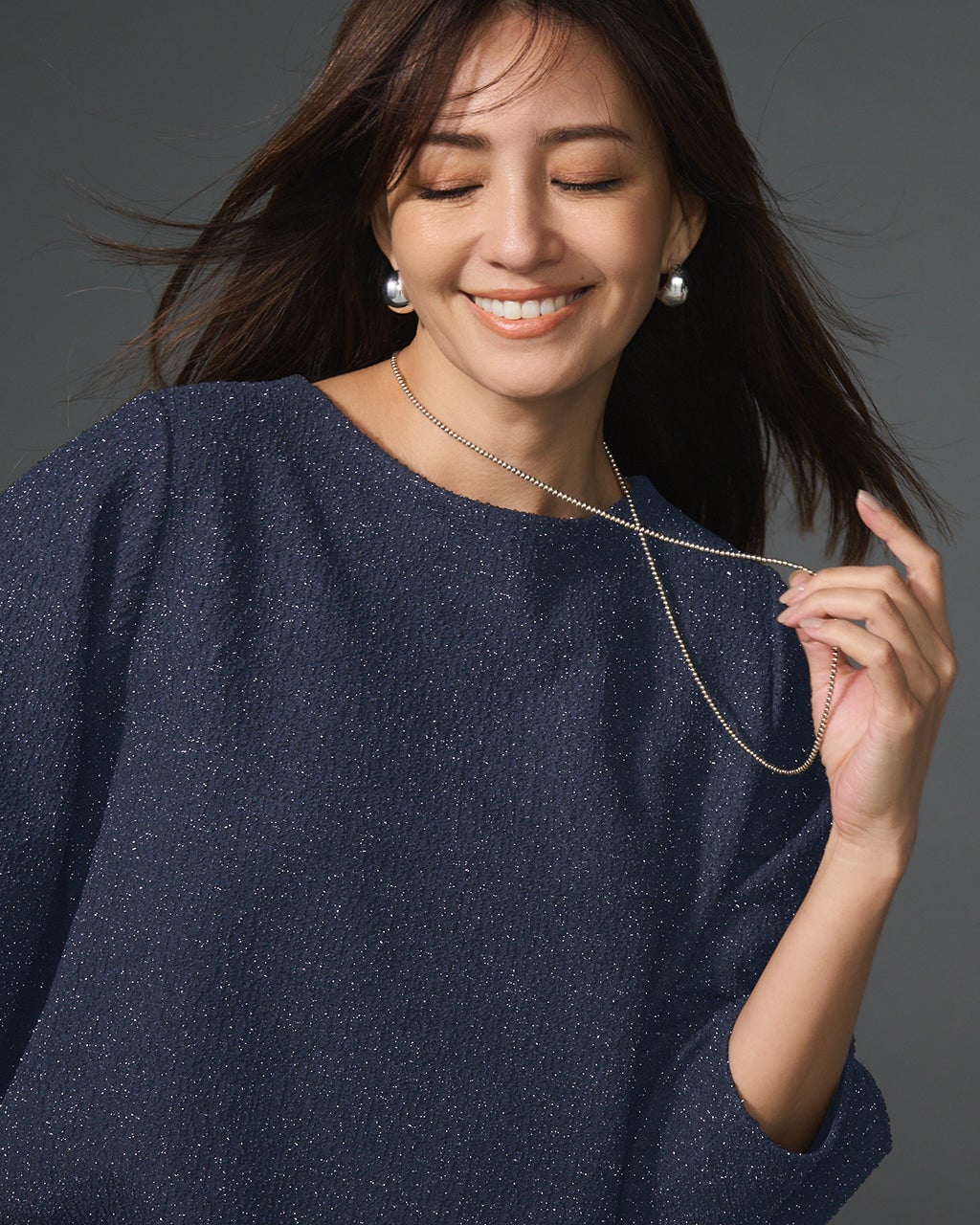 ストレッチラメジャカード・2WAYプルオーバー/40代50代からの