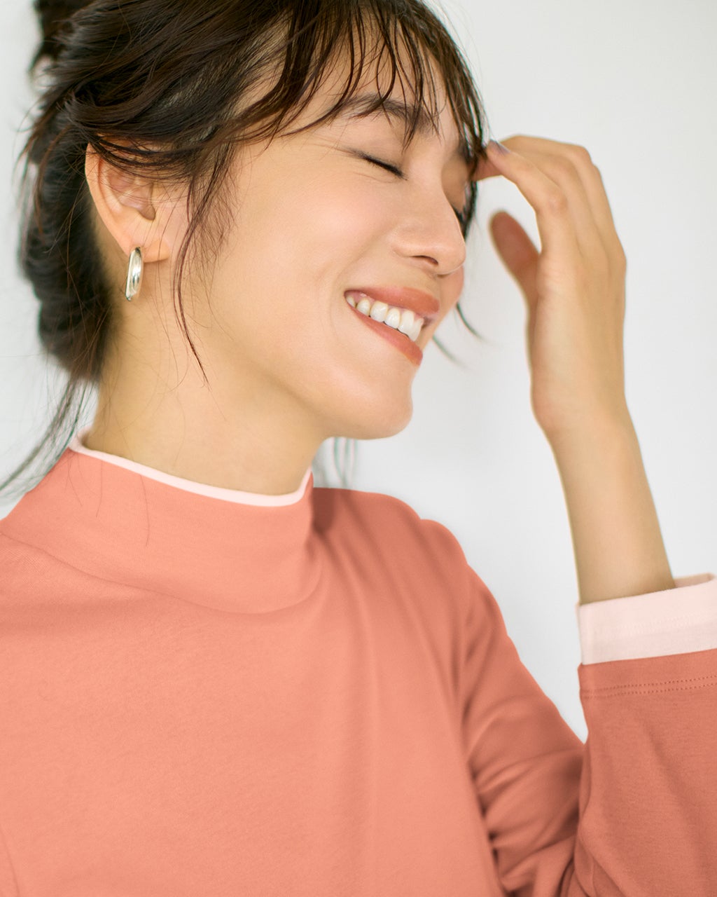 ❤︎ページ コットンガーゼ・配色ハイネック／長袖/40代50代からのレディース