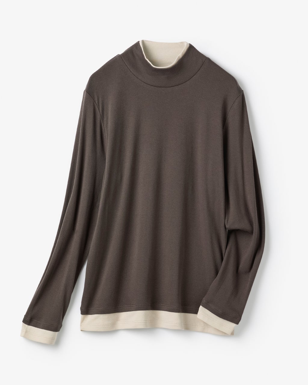 ❤︎ページ コットンガーゼ・配色ハイネック／長袖/40代50代からのレディース