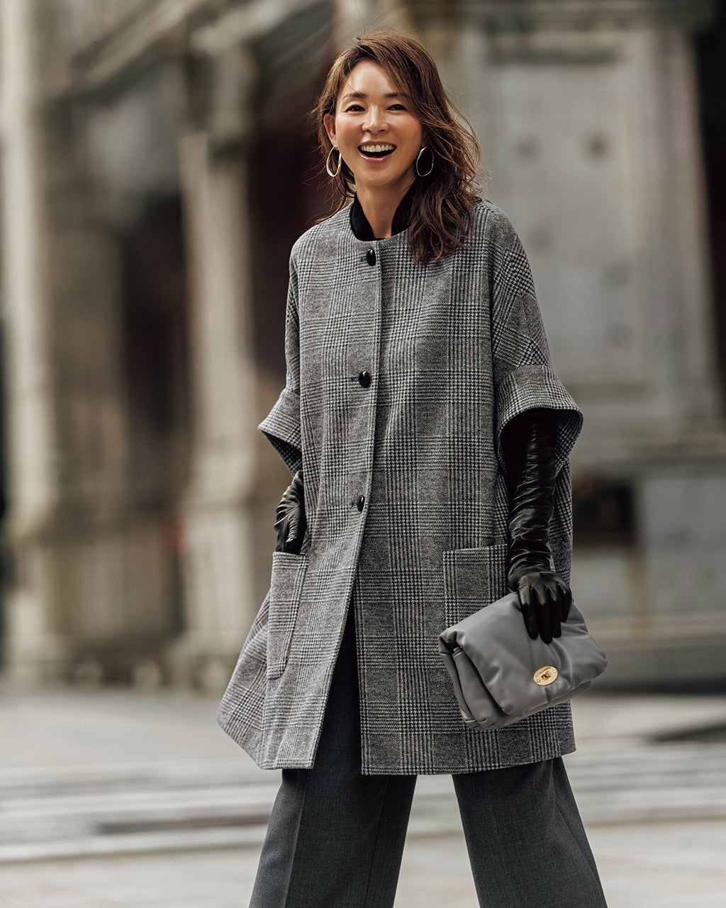 新品タグ付き　ドゥクラッセ　テーラードジャケット　カシミヤ混　チェック　L レディース ジャケット・羽織り・ジレ（テーラード）/40代50代