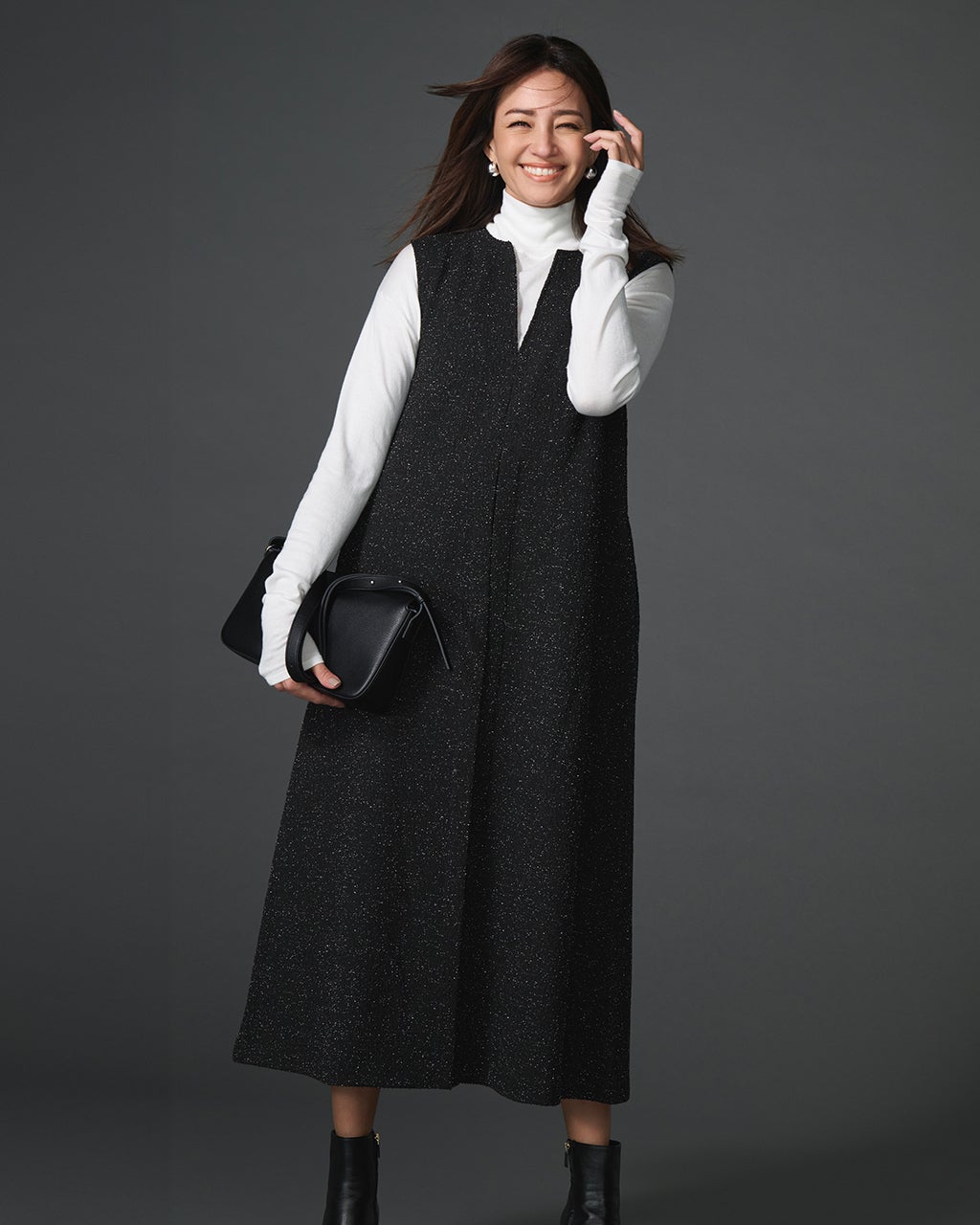 ストレッチラメジャカード・ジャンパースカート/40代50代からの