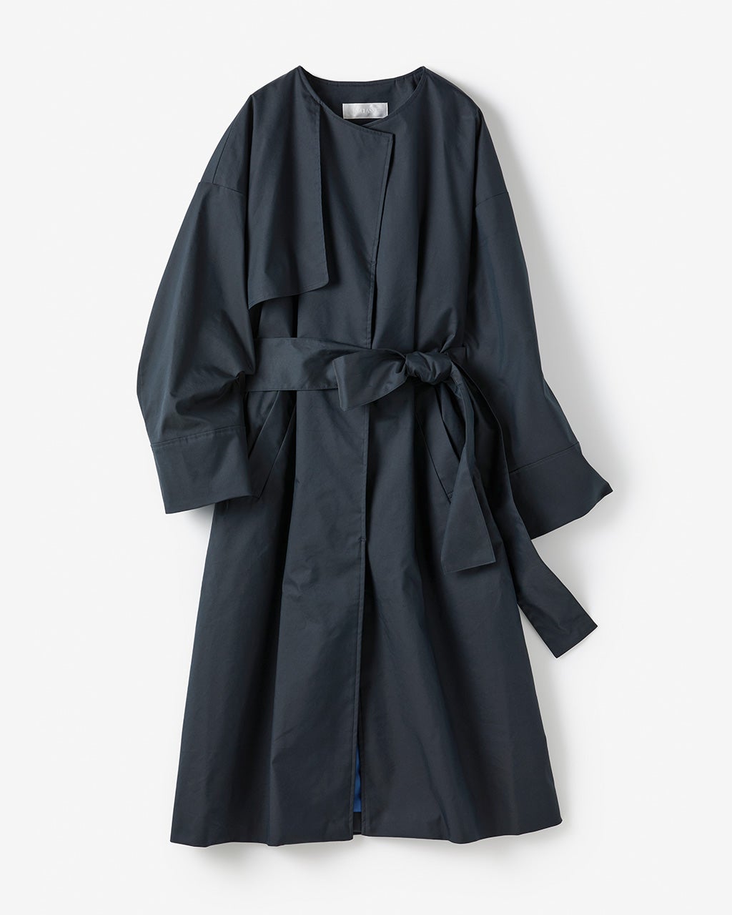 光沢ギャバジン・ノーカラートレンチコート/40代50代からのレディース