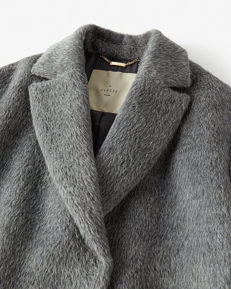 アルパカシャギー・テーラーロングコート 詳細画像 グレー 3